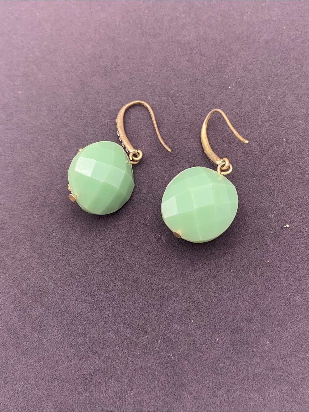 Green Drop Earrings with Gold Accents and Colorful Accents - Picture 6 of 9